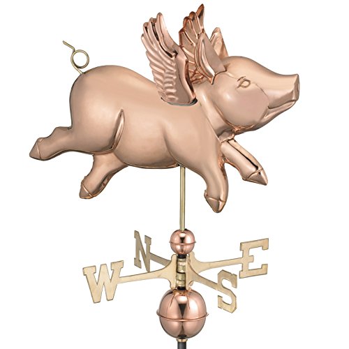 Good Directions Flying Pig Weathervane Pure Copper 
